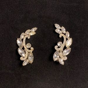 Vintage 1960's Trafari Clip-On Earrings or Dress Clips, Crystal Rhinestones